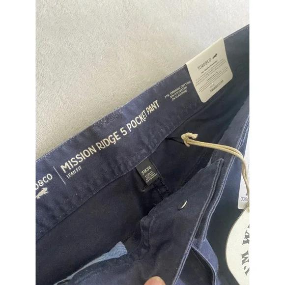 Toad&Co Mission Ridge 5 Pocket Lean Pants Mens 31X34 Blue Organic Cotton Stretch - Picture 3 of 6